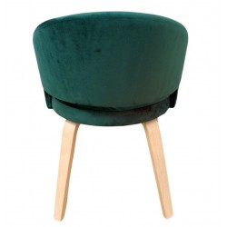 Sillón VISEU, contrachapado de madera de hevea, natural, velvet verde oscuro (Pack de 2 unidades)