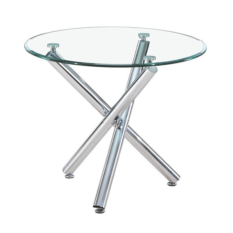 Mesa DESIREE NEW, cromada, cristal, 90 cms diámetro