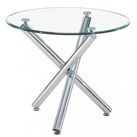 Mesa DESIREE NEW, cromada, cristal, 90 cms diámetro