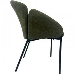 Sillón GIORGIO, metal, tapizado chenilla verde bosque (Pack de 2 unidades)